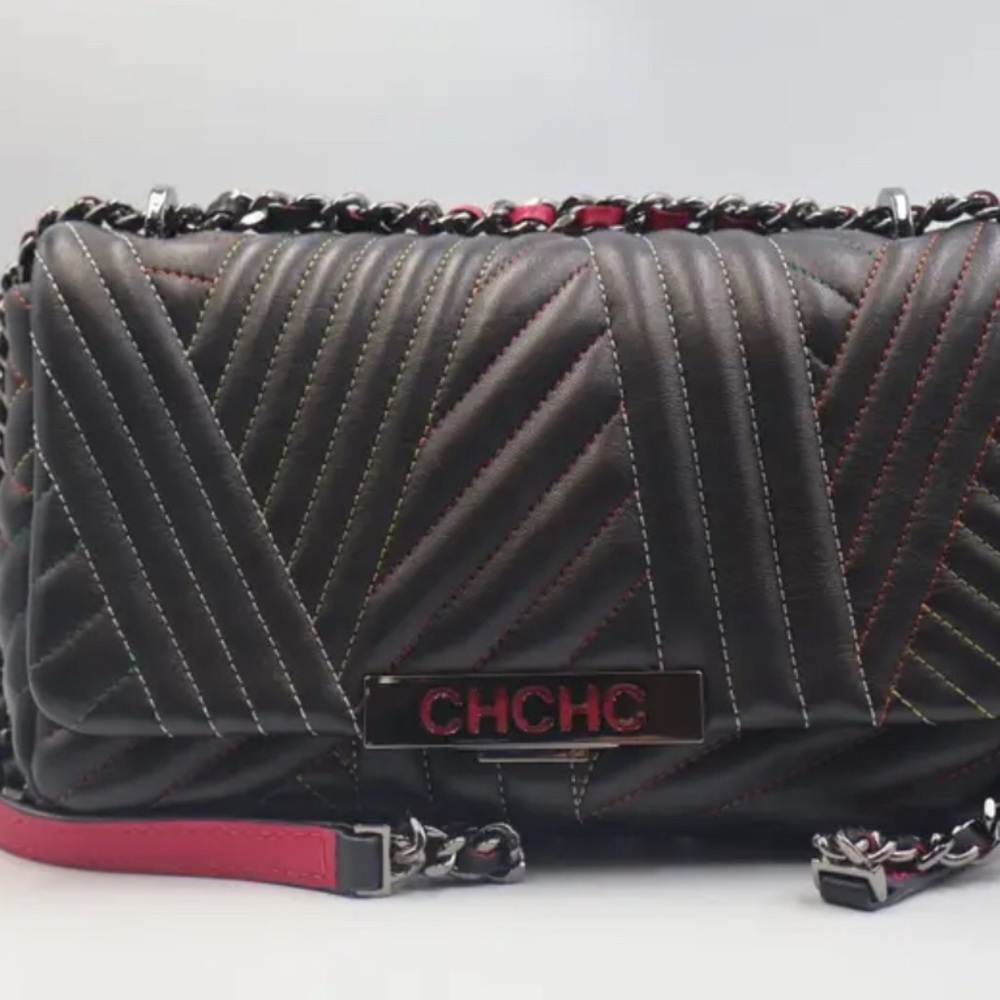 Carolina Herrera Women’s CH Small Black Leather Crossbody Purse